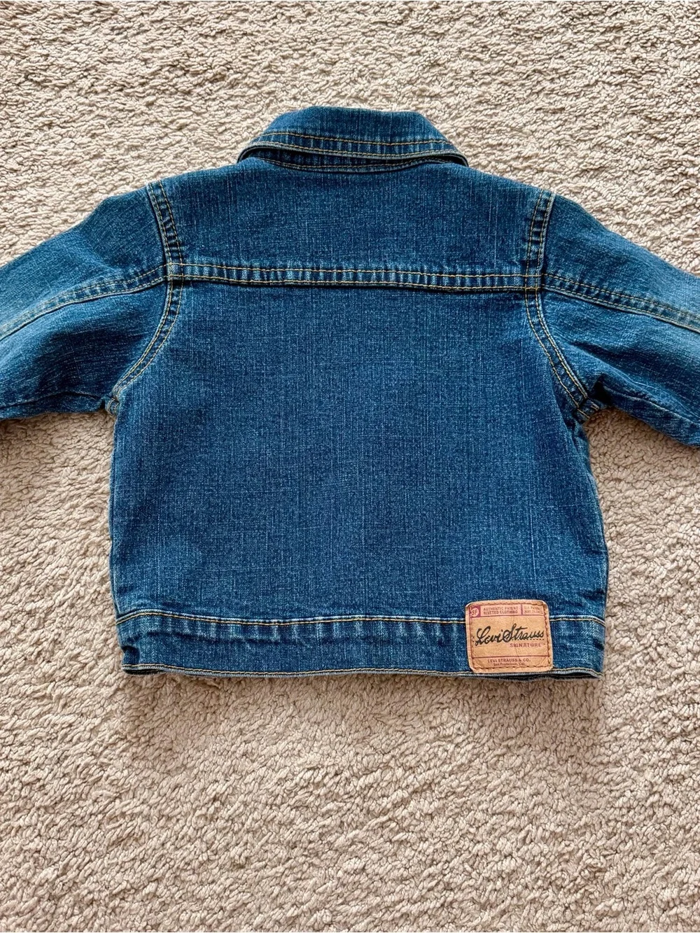 Levi Strauss Size 12 Months Infant Girls Blue Denim Jean Jacket with Pink Trim